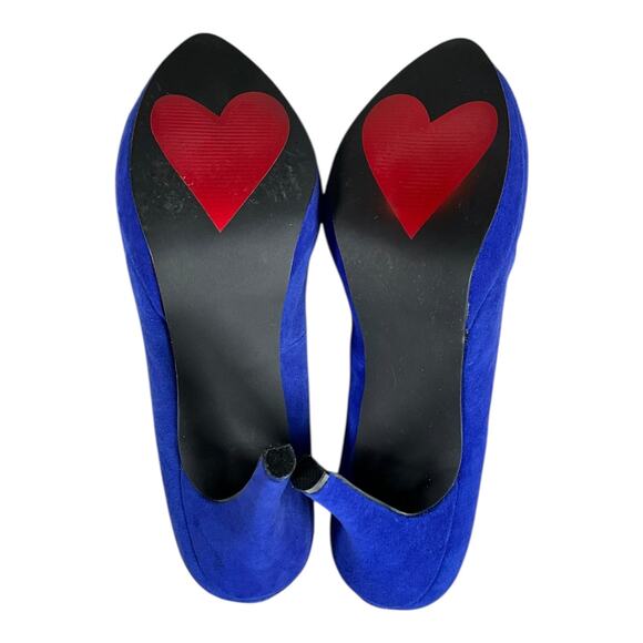 Vintage Cindy Lou Royal Blue Suede Heels Size 8 New in Box Leather Upper Y2K - Picture 3 of 12